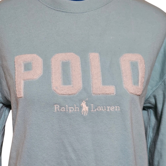 Large Logo Ralph Lauren Light Blue Sweatshirt Size SP - Picture 2 of 7